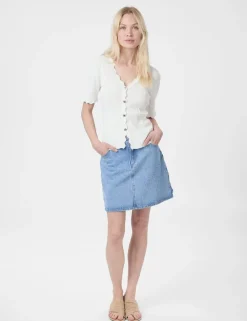 neo noir Larifa Stitch Knit Tee - Hvid white Online