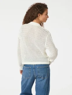 neo noir Laurana Crochet Cardigan - creme Outlet