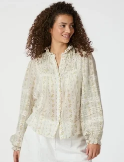 neo noir Lyla Soft Border Skjorte - print Discount