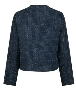 neo noir Manua Denim Structure Blazerjakke - Mørkeblå Dark Blue Discount