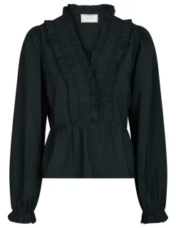 neo noir Melfy Structure Bluse - Mørkeblå Dark Blue Best