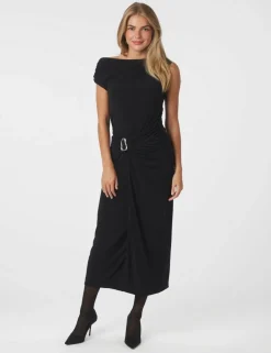 neo noir Minja Drapy Kjole - Sort black Online