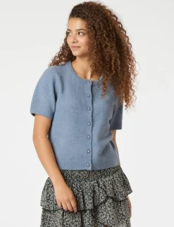 neo noir Mitta Knit Cardigan - Blå blue Clearance