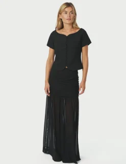 neo noir Mori Layered Nederdel - Sort black Clearance