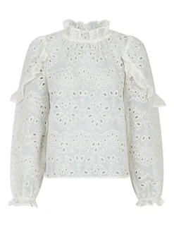 neo noir Nadira Embroidery Bluse - ivory Sale