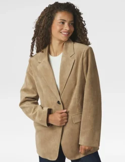 neo noir Namy Imitated Suede Blazer - Sand beige