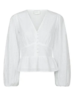 neo noir Neroni Embroidery Bluse - Hvid white New