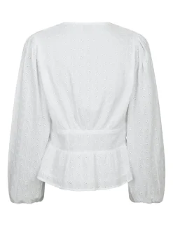 neo noir Neroni Embroidery Bluse - Hvid white New