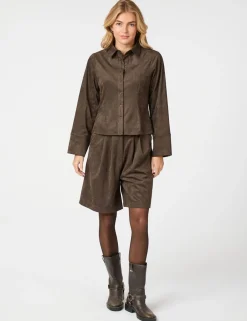 neo noir Nika Faux Suede Bermuda Shorts - Brun brown