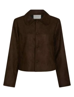 neo noir Nilo Faux Suede Jakke - Mørkebrun Dark Brown Clearance