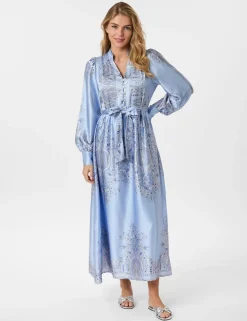 neo noir Nova Paisley Border Kjole - Lyseblå light blue Hot