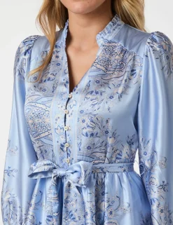 neo noir Nova Paisley Border Kjole - Lyseblå light blue Hot