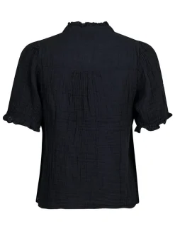 neo noir Odesa Linen Bluse - Sort black Outlet