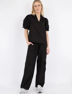 neo noir Odesa Linen Bluse - Sort black Outlet