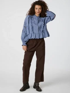 neo noir Petrine Embroidery Skjorte - Blå blue New