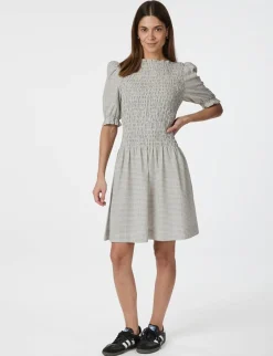 neo noir Polkis Small Check Kjole - creme Online