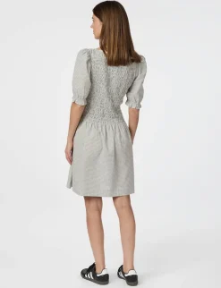 neo noir Polkis Small Check Kjole - creme Online