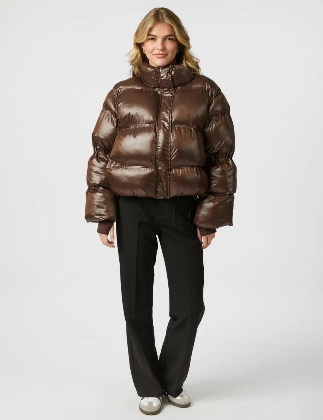 neo noir Rhea Shiny Pufferjakke - Mørkebrun Dark Brown New