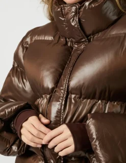 neo noir Rhea Shiny Pufferjakke - Mørkebrun Dark Brown New