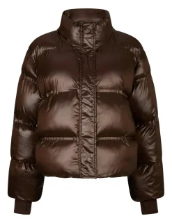 neo noir Rhea Shiny Pufferjakke - Mørkebrun Dark Brown New