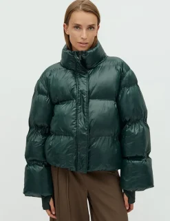 neo noir Rhea Shiny Pufferjakke - Mørkegrøn mørkegrøn Sale