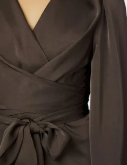 neo noir Rimini Heavy Sateen Kjole - Mørkebrun Dark Brown Hot