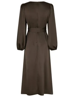 neo noir Rimini Heavy Sateen Kjole - Mørkebrun Dark Brown Hot