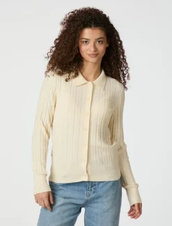 neo noir Rio Solid Knit Cardigan - Gul yellow Clearance