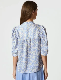 neo noir Roella Graphic Fade Bluse - Lyseblå light blue Outlet