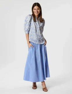 neo noir Roella Graphic Fade Bluse - Lyseblå light blue Outlet