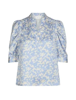 neo noir Roella Graphic Fade Bluse - Lyseblå light blue Outlet