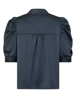 neo noir Roella Heavy Sateen Bluse - Mørkeblå Dark Blue Discount
