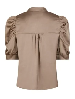 neo noir Roella Heavy Sateen Bluse - Sand beige Outlet