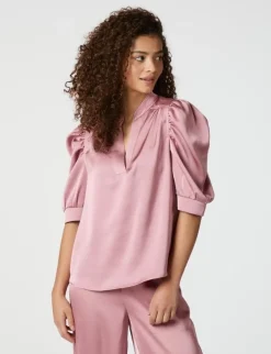 neo noir Roella Heavy Sateen Bluse - Rosa rose