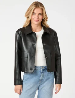 neo noir Romana Faux PU Jakke - Sort black Hot