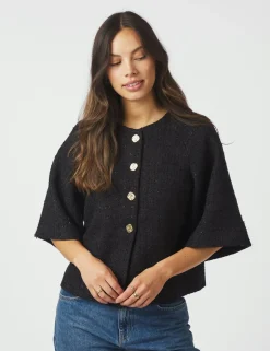 neo noir Rosella Boucle Mini Jakke - Sort black Sale