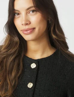 neo noir Rosella Boucle Mini Jakke - Sort black Sale