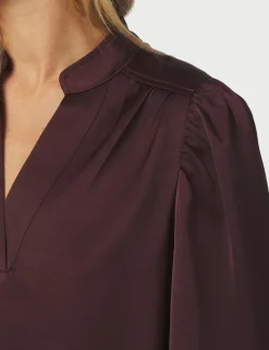 neo noir Rosslyn Heavy Sateen Bluse - bordeaux Outlet