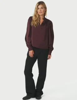 neo noir Rosslyn Heavy Sateen Bluse - bordeaux Outlet