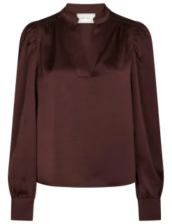 neo noir Rosslyn Heavy Sateen Bluse - bordeaux Outlet