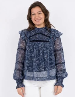 neo noir Sarna Pure Paisley Bluse - Blå blue Clearance