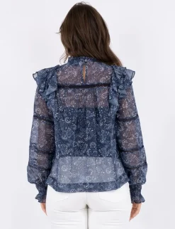 neo noir Sarna Pure Paisley Bluse - Blå blue Clearance
