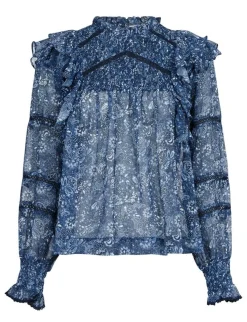 neo noir Sarna Pure Paisley Bluse - Blå blue Clearance