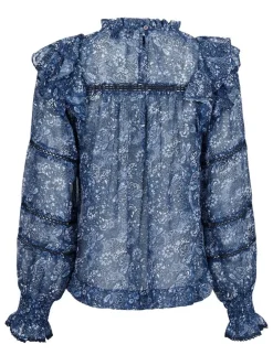 neo noir Sarna Pure Paisley Bluse - Blå blue Clearance