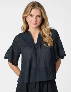 neo noir Siama S Voile Bluse - Blå blue Hot