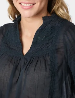 neo noir Siama S Voile Bluse - Blå blue Hot