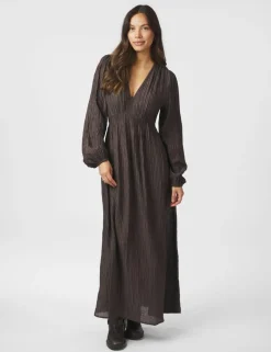 neo noir Silfi Crepe Kjole - Mørkebrun Dark Brown Discount