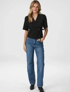 neo noir Simmo Eyelet Bluse - Sort black