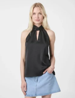 neo noir Svala Heavy Sateen Top - Sort black Outlet