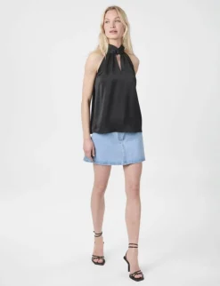 neo noir Svala Heavy Sateen Top - Sort black Outlet